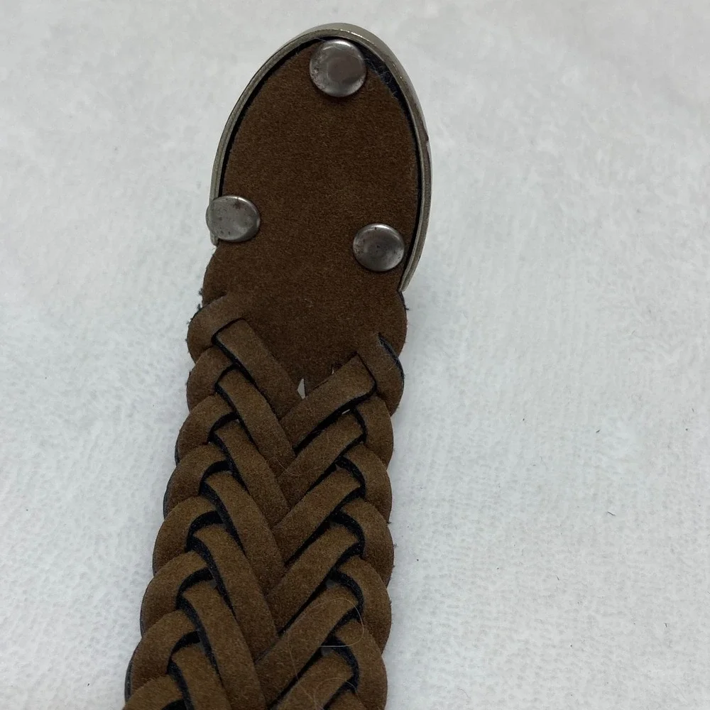 Brown Faux‎ Leather Belt Silver Tone Buckle/Tip Classic Casual Womens Unisex